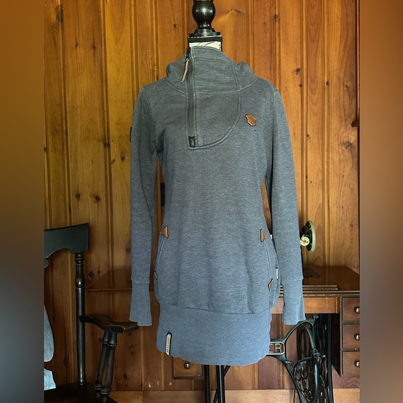 Medium Blue/Gray Naketano Tunic Sweatshirt - Picture 1 of 5